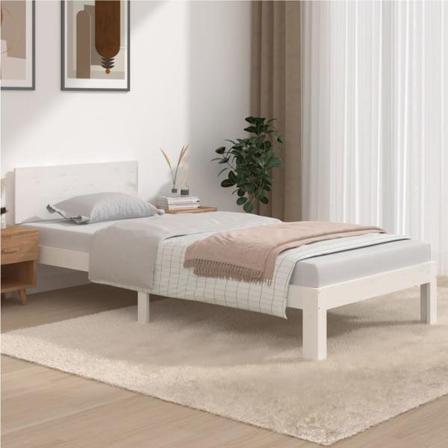 Vidaxl Sängram Vit Massiv Furu 90x200 Cm Vit
