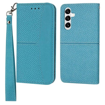 Til Samsung Galaxy A17 5G A26 5G Mobiltelefon Etui Vævet Tekstur PU Læderpung Telefon Beskyttelsesetui med Håndledsrem