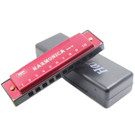 10-reikäinen huuliharppu kupariydin ROSE RED