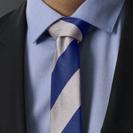 Cravate en soie à rayures argent et bleu marine - 6 cm pour hommes - Cravates à motif