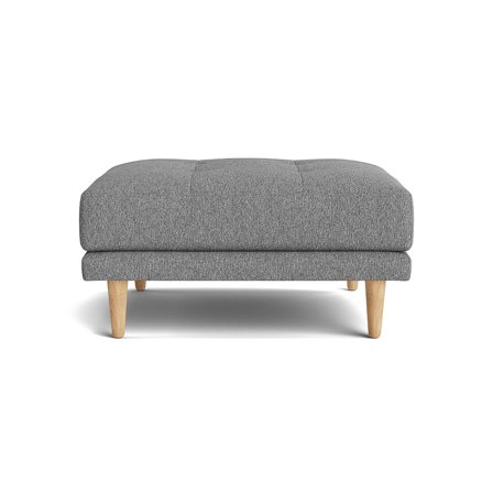 Cali Pouf Hocker Hygge Hellgrau, funktionalistischer Stil, zwei Schichten für eleganten Look, passend zur Cali-Sofaserie, 40cm Höhe.