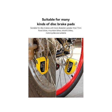 Pyörän Levyjarrun Lukko Hälytin Pyörän Turvajärjestelmän Tarvikkeet Sähkömoottoripyörälle Scooterille (musta)