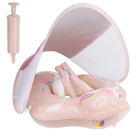 Baby Float, Baby Float, Baby Pool Seat med Avtagbart Tak från Baby Float, Uppblåsbar Flytring för Barn, Baby Pool Float