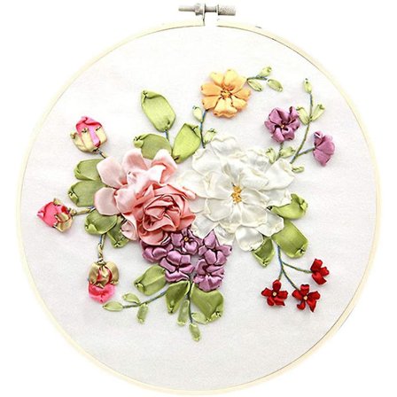 1 sarja täyden valikoiman kirjontasarjan aloitussarja 35 cm itse leimattu kukkainen silkkinauhakirjonta aloittelijasarja Ristipisto 3D-kirjontasarja 