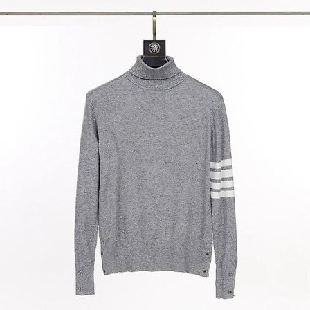 Miesten neulepusero rento poolokaulus neulottu pitkähihainen Tb-raidallinen korealainen neuletakki villaa korkea laatu