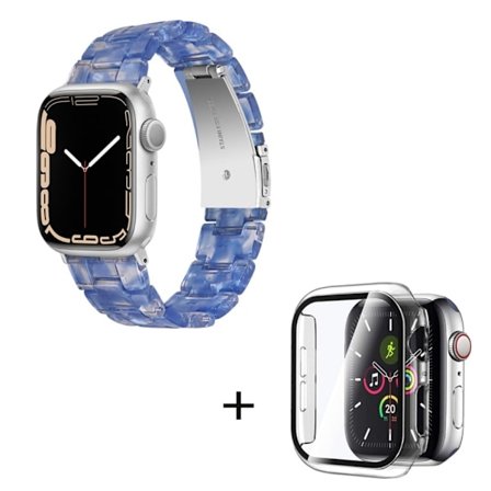 Apple Watch SE 2022 (40 mm) urrem med 3 perler i resin med klart cover - Gennemsigtig Mørkeblå