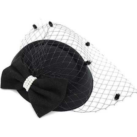 Svart - Dame Derby Kentucky Tea Party Bryllupshatt med Sløyfe