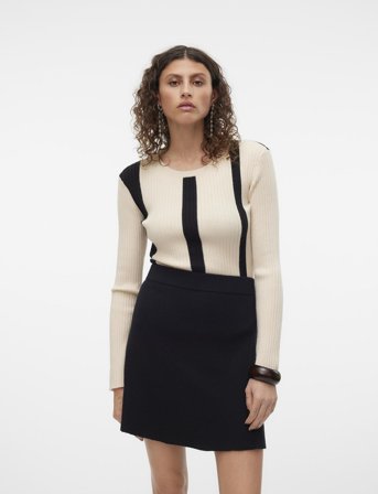 Vero Moda Vmgold New Rib Ls O-Neck Pullover - Cream - XS