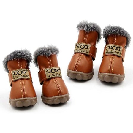 Små Hunde Støvler, Hvalpe Vinter Sko, Kæledyr Vandafvisende Pote Beskyttere til Sne/Is Fortov ( Brun, Sko længde: 5cm)