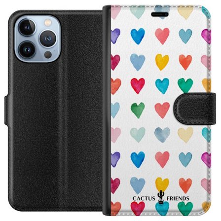Yhteensopiva Lompakkokotelo Apple Apple iPhone 13 Pro Max Cactus and Friends - Watercolor Love Grid