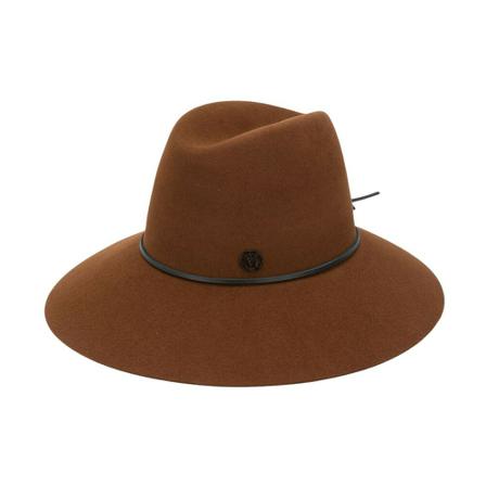 Maison Michel, Kate HAT 20Pf Leather Lace UP ON Felt Bruin, Dames, Maat:S