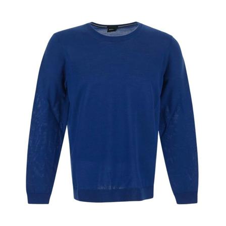 Boss, Round-neck Knitwear Niebieski, Mężczyzna, Rozmiar: S
