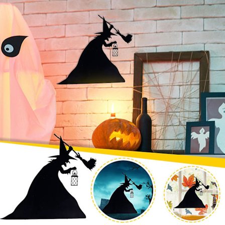 Creative Halloween Witch Silhouette Decorative Wall Art Horror Theme