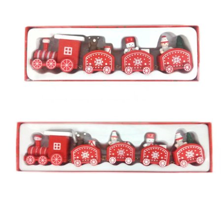 2 stk. Juletog, malet træ juletog dekoration, luksus tog