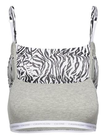 Unlined Bralette 2Pk Lingerie Bras & Tops Soft Bras Tank Top Bras Grå Calvin Klein