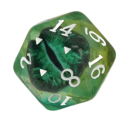 18-sivuinen noppa, käsintehty hartsista, pöytäpeleihin, työpöydälle, toimistoon, Halloween-koristeisiin, vihreä