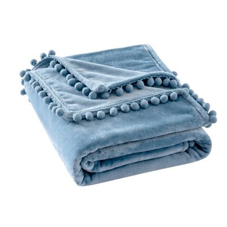 Blød tæppe, fleece tæppe, flanel tæppe med pomponer, almindeligt tæppe, sofatæppe, fluffy tæppe, mikrofiber sengetæppe, sofatæppe, tæppe