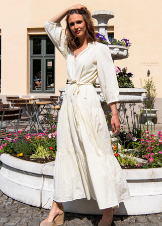 MISSMAYA - Isabella Maxi Dress Lemon Seersucker - M