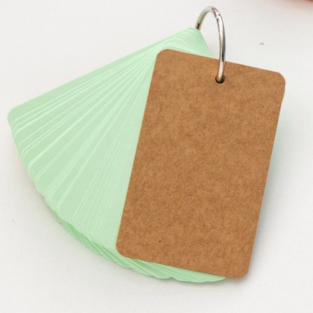 Rautainen rengas käsinkirjoitettu jäykkä tyhjä englanninkielinen sanakortti irtolehtikirja - vaaleanvihreä