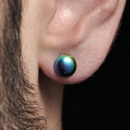 Sentio | Clou d'oreille en acier inoxydable arc-en-ciel 8 mm pour hommes - Clous d'oreille