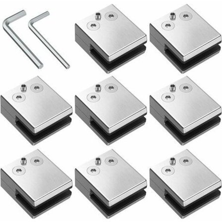 Mikrojusterbart glassfeste for bassenggjerde, rustfritt stål 304 glassklemmer for enkel installasjon egnet for 8-10 mm glass (pakke med 8)