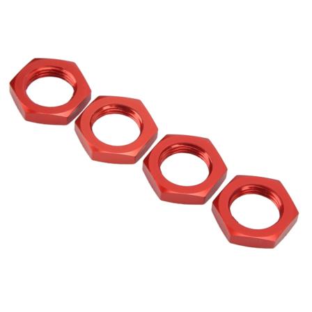 4 kpl 17 mm alumiinimetallivanteen kuusioakselin mutteri 1/8 RC-malliautolle päivitetty lisävarustePunainen