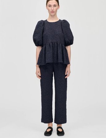 STINE GOYA 2458 Stretch Jacquard, Puff Sleeve - Navy - S