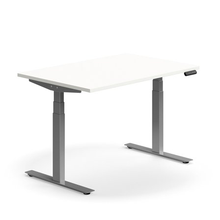 Schreibtisch QBUS höhenverstellbar, 1200x800 mm, Gestell silber, weiß