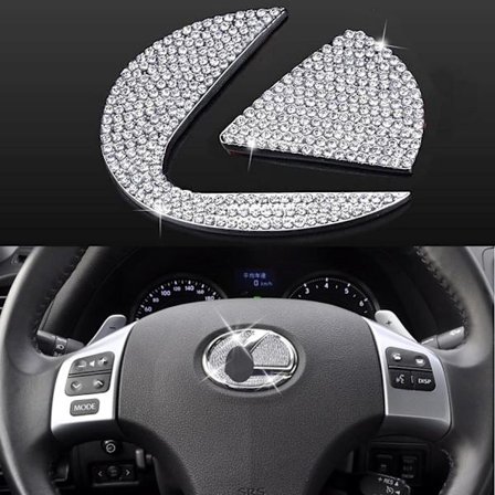 Bling-rattskyddskåpor kompatibla med Lexus, DIY-diamantkristallemblemtillbehör, inredningsdekorationer för kvinnor, lämpliga för Lexus ES NX RX IS CT 