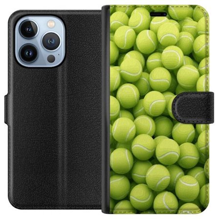 Kompatibel Tegnebogsetui til Apple Apple iPhone 13 Pro Mønster af grønne tennisbolde i høj detalje, sporty motiv med gentagende tekstur og stærke