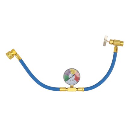 R134a bilklimaanlegg kjølemiddel ladeslange med måler (amerikansk og europeisk 1/2 gjenge som vist)