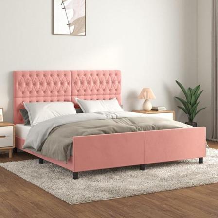 Vidaxl Sängram Med Huvudgavel Rosa 180x200 Cm Sammet Rosa