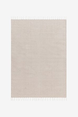 KM Home - Bomuldstæppe Line - Beige - Bomulds- & kludetæpper - 130X190 - Fra Homeroom