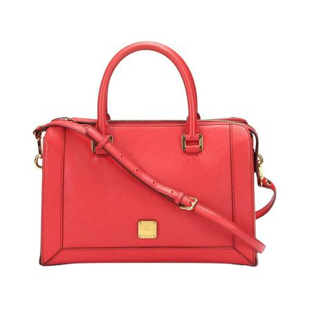 MCM Pre-owned, Pre-owned Handbag Rood, Dames, Maat:ONE Size,leer