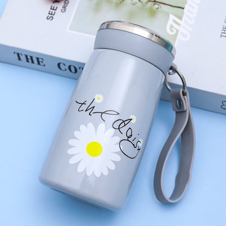 Vakuumisolert vannflaske i rustfritt stål, bærbar termokopp med tau for menn og kvinner (grå)