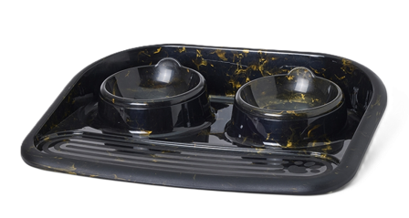 Savic - Matbar Butler Marble svart gull, 45x36x8cm, 2x300ml - Katt - Matplass og vannfontener for katt - Matbar og stativ - ZOO.no