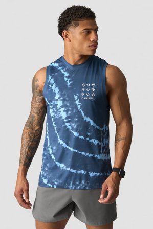 Mirage Mesh Tank Top Tie Dye Blue Navy