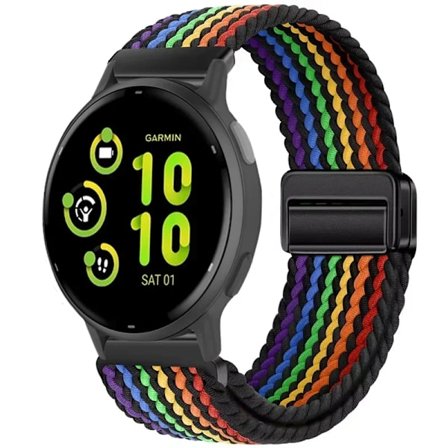20/22 mm nylonarmband för Garmin Forerunner 55 165 265 965 255 magnetiskt flätat andningsbart band för Garmin Active 5/Venu 3 Correa