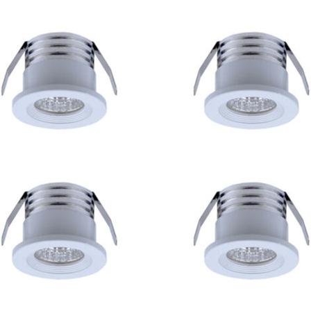 Set 4 mini upotettavaa LED-kohdevaloa, 3 W, kylmä valkoinen valo Valkoinen