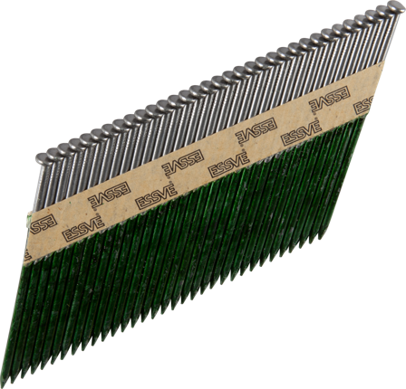 ESSVE 777914 Maskinspiker 34°, rettbåndet, glatt, blank 3,1 x 90 mm, 1200-pakning, Innfesting