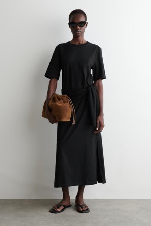 COS Frauen T-Shirt-Kleid Aus Baumwolle In Midilänge in Schwarz