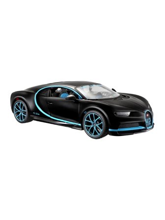Maisto Model Car type Bugatti Chiron 42 sec. Worldrecord; Scale 1:24; Metallic black with turquoise tuning; Opening doors; Lenght approx. 18,5 cm; 