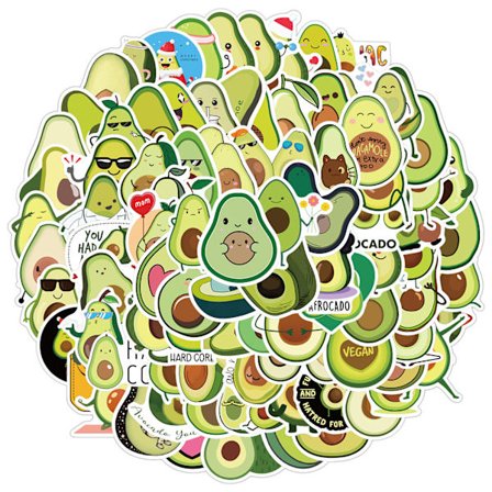 Tegneserie Avocado Klistermærker Pakke til Laptop Scrapbog Notesbog Pad Telefon Mærkater
