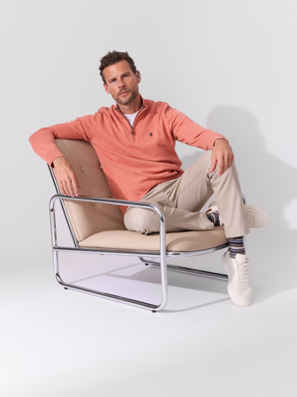 MATCH - Georg zip genser - Redford - Str. XXXL - Herre - Gensere & Cardigans - Oransje - 100% bomull