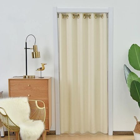 Enfärgad skuggning och värmeisolerande skiljevägg gardin, garderobsdörr gardin, sovrum och vardagsrum dörr gardin beige W100cm x H200cm 1 st