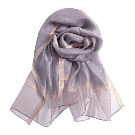 Ensfarget Mulberry Silke Skjerf for Kvinner Mykt Pledd Sjal Strand Gaze Skjerf og Sjal for Hele Året