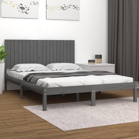 Vidaxl Sängram Grå Massivt Trä 180x200 Cm Grå