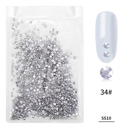 1440 st/påse Fashion Färgglada Glas Nail Art Strass Manikyr Dekoration(Silver Ore Färg)