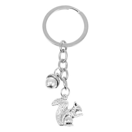 Söt ekorre och tallkotte nyckelring som present till festivaler (silver)