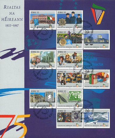 Irland - 75 år Republik - Stemplet miniark